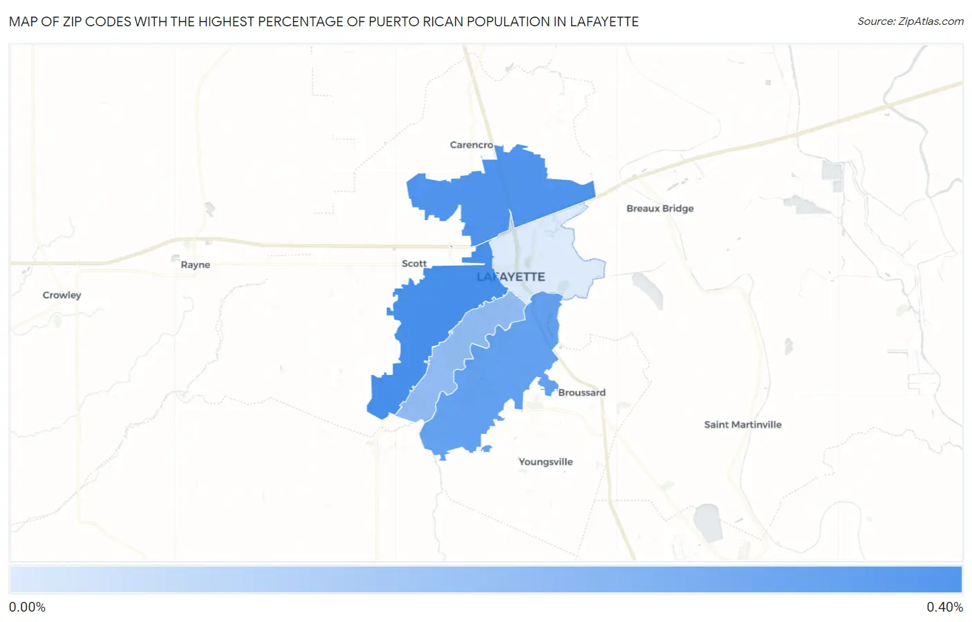 Zip Codes with the Highest Percentage of Puerto Rican Population in Lafayette Map