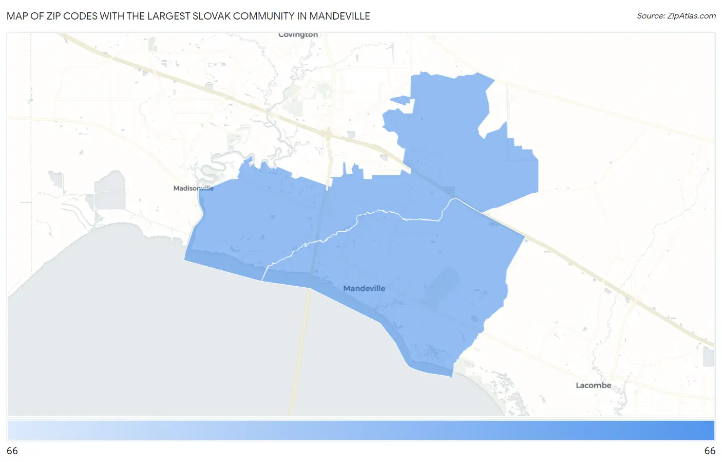 Zip Codes with the Largest Slovak Community in Mandeville Map