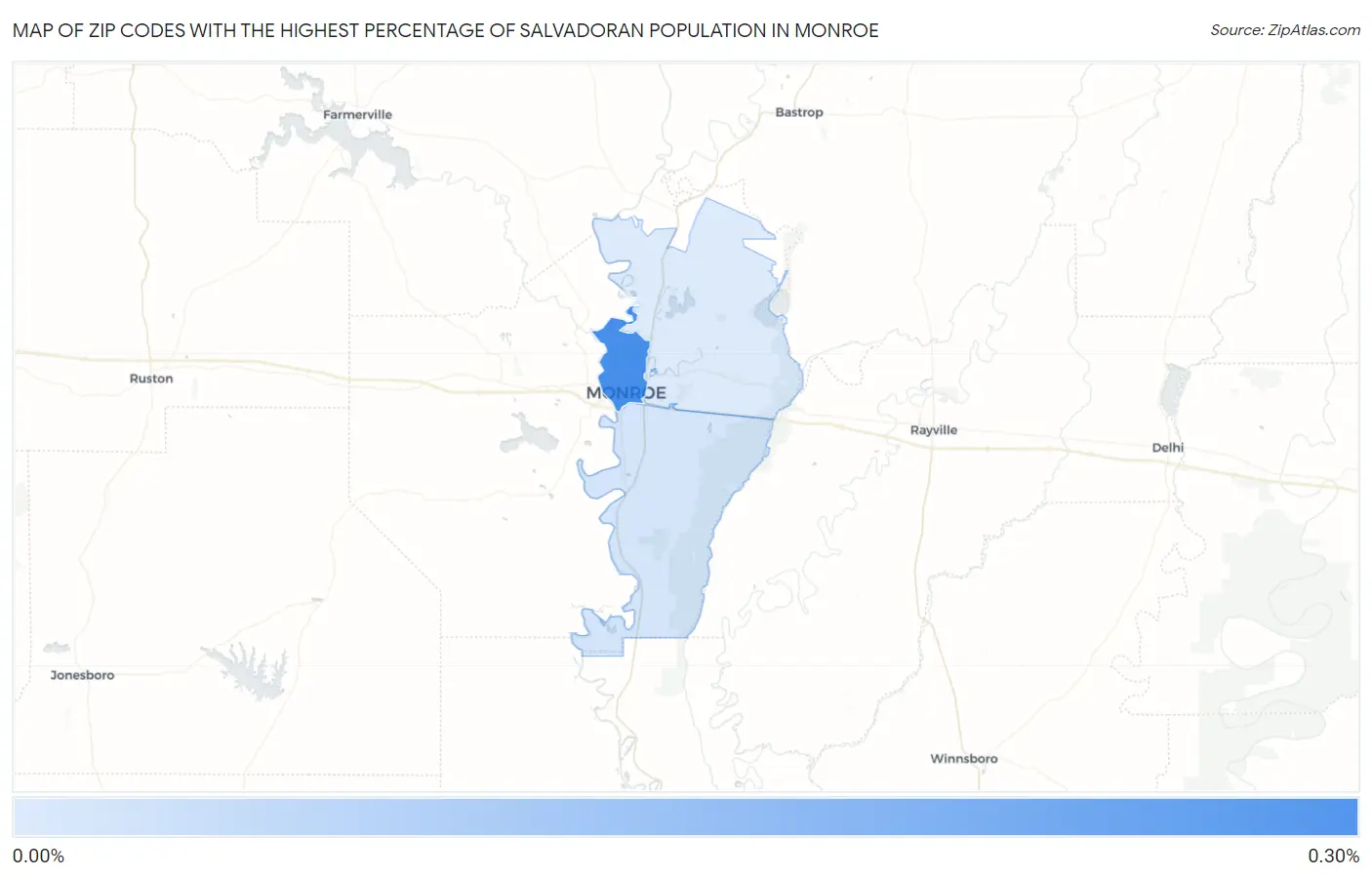 Zip Codes with the Highest Percentage of Salvadoran Population in Monroe Map