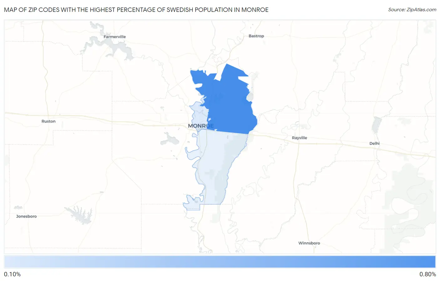 Zip Codes with the Highest Percentage of Swedish Population in Monroe Map