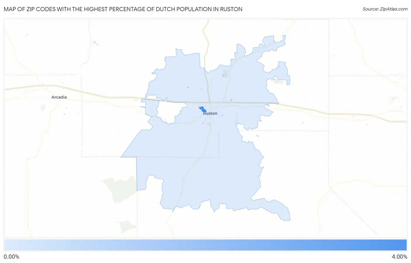 Zip Codes with the Highest Percentage of Dutch Population in Ruston Map