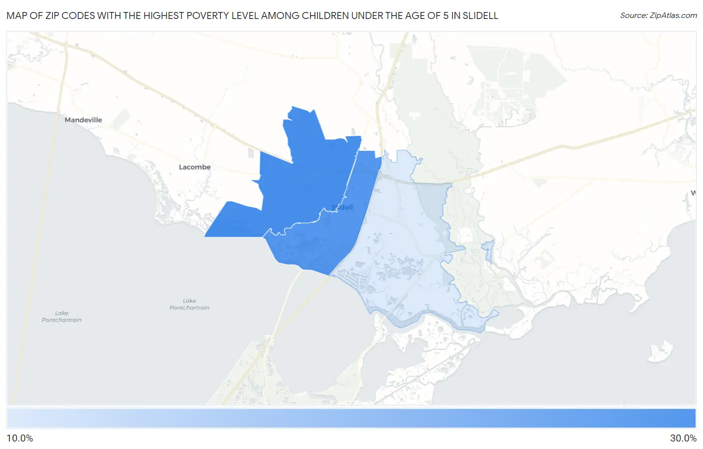Zip Codes with the Highest Poverty Level Among Children Under the Age of 5 in Slidell Map