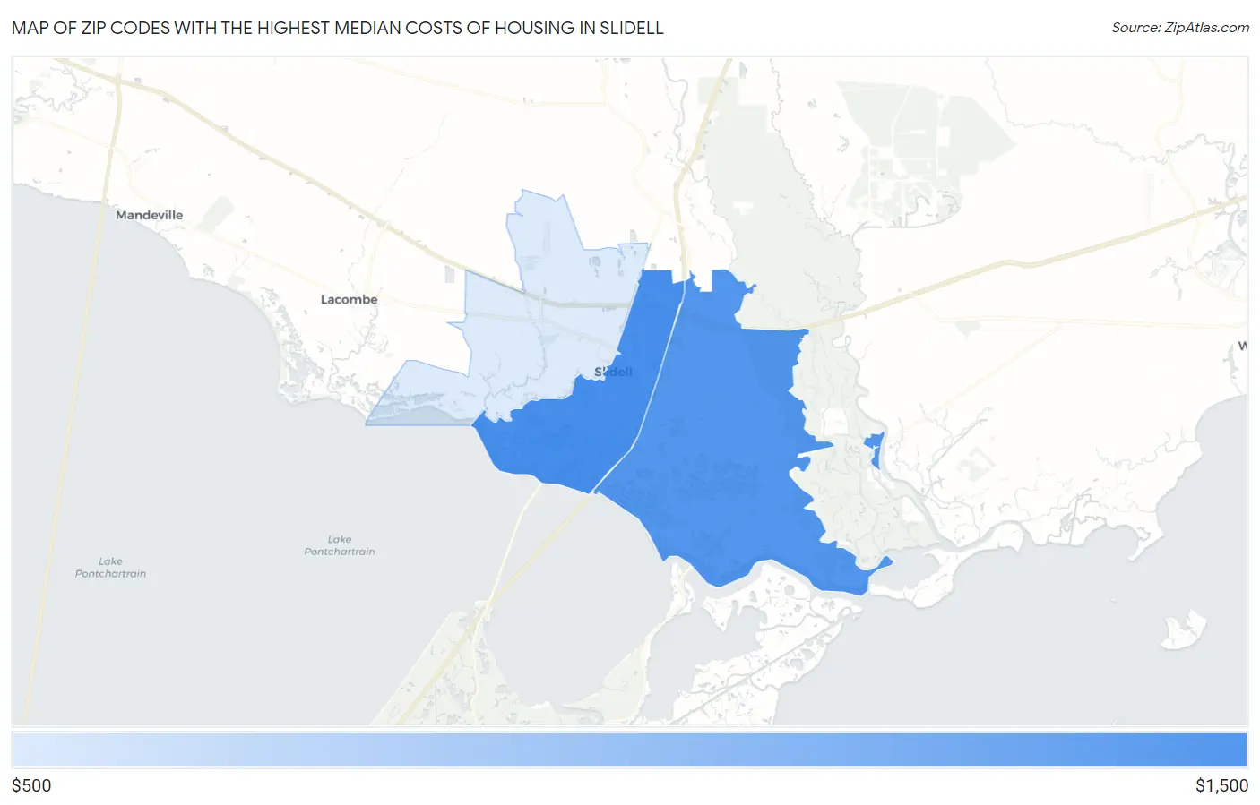 Zip Codes with the Highest Median Costs of Housing in Slidell Map