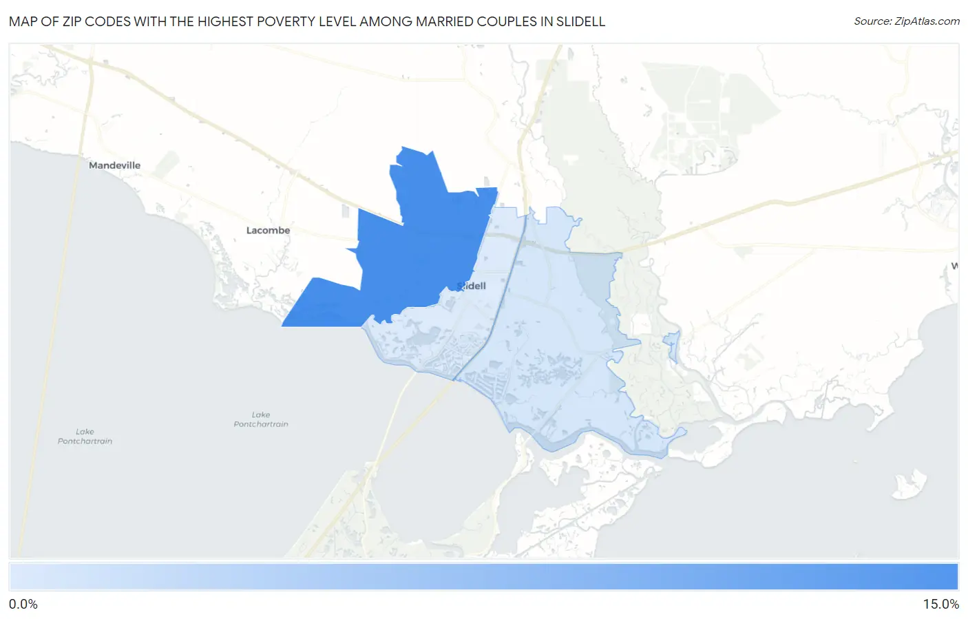 Zip Codes with the Highest Poverty Level Among Married Couples in Slidell Map