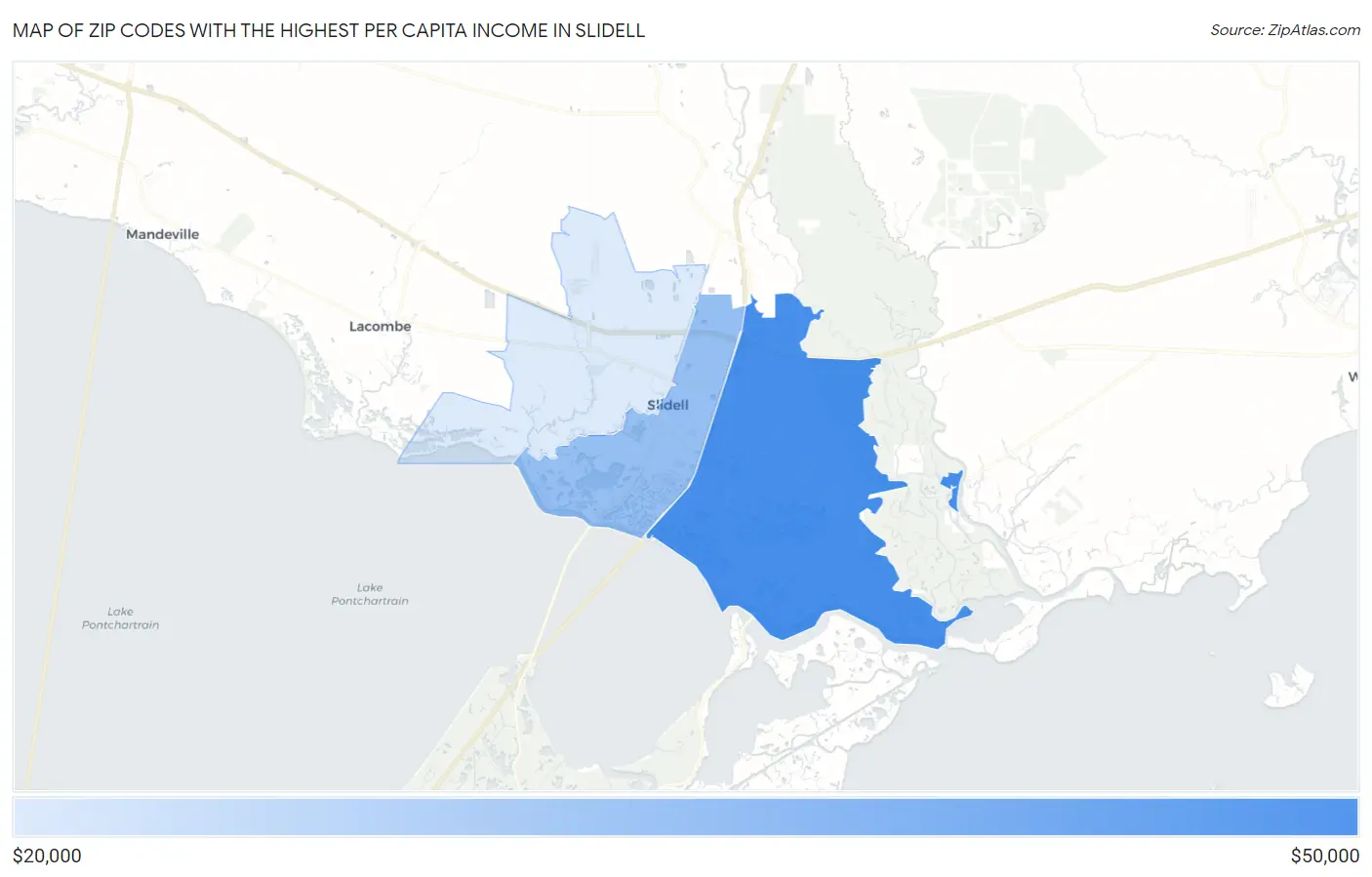 Zip Codes with the Highest Per Capita Income in Slidell Map