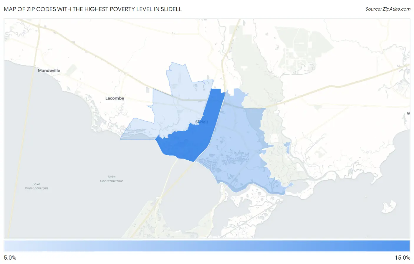 Zip Codes with the Highest Poverty Level in Slidell Map