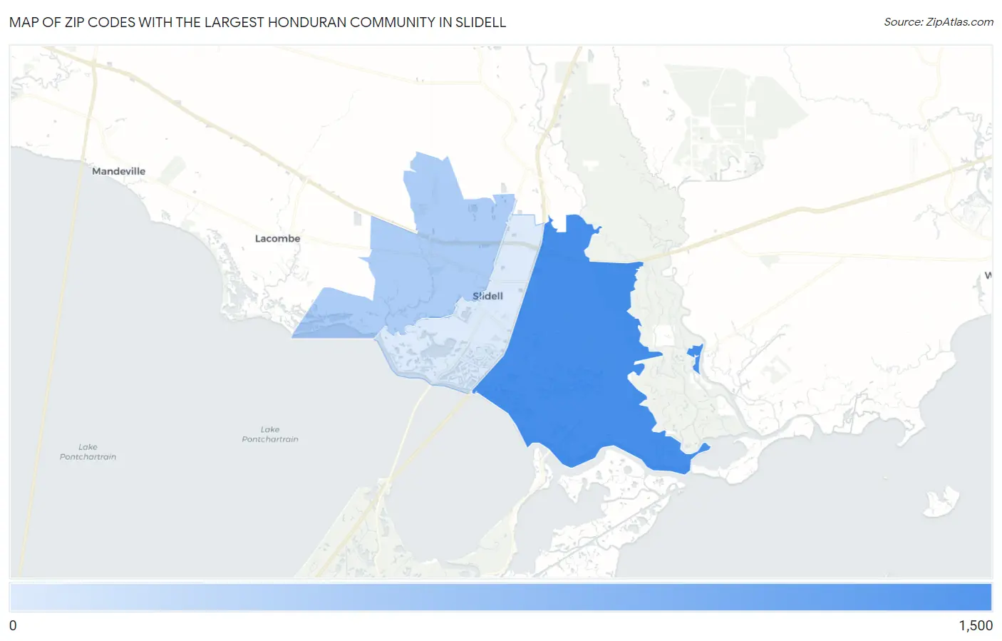 Zip Codes with the Largest Honduran Community in Slidell Map