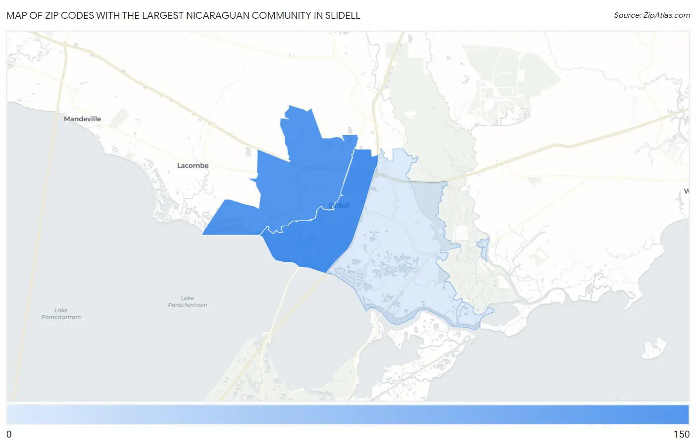 Zip Codes with the Largest Nicaraguan Community in Slidell Map