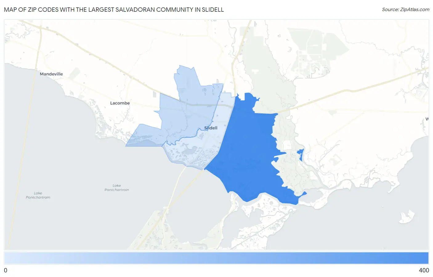 Zip Codes with the Largest Salvadoran Community in Slidell Map