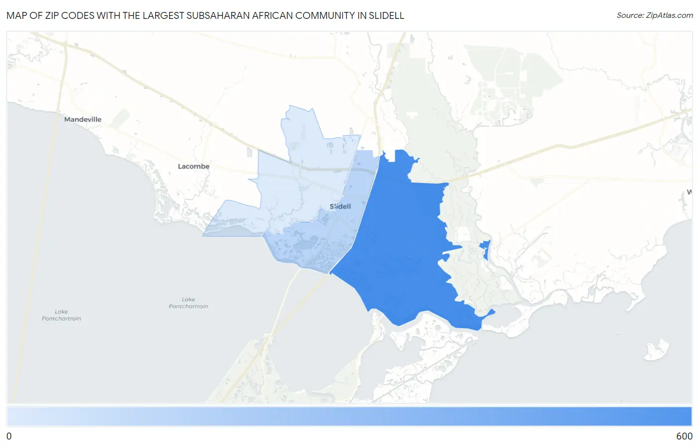 Zip Codes with the Largest Subsaharan African Community in Slidell Map