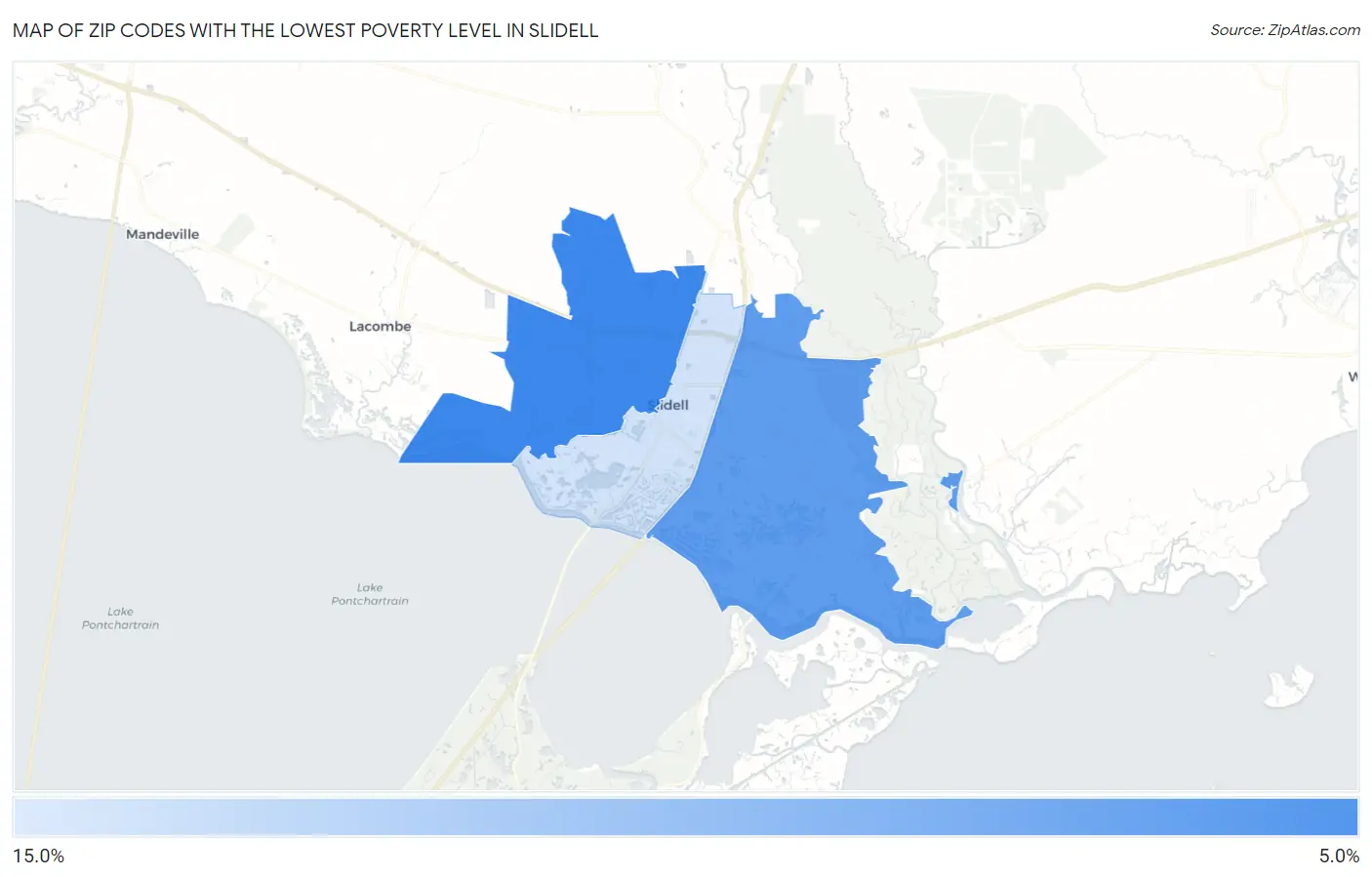 Zip Codes with the Lowest Poverty Level in Slidell Map