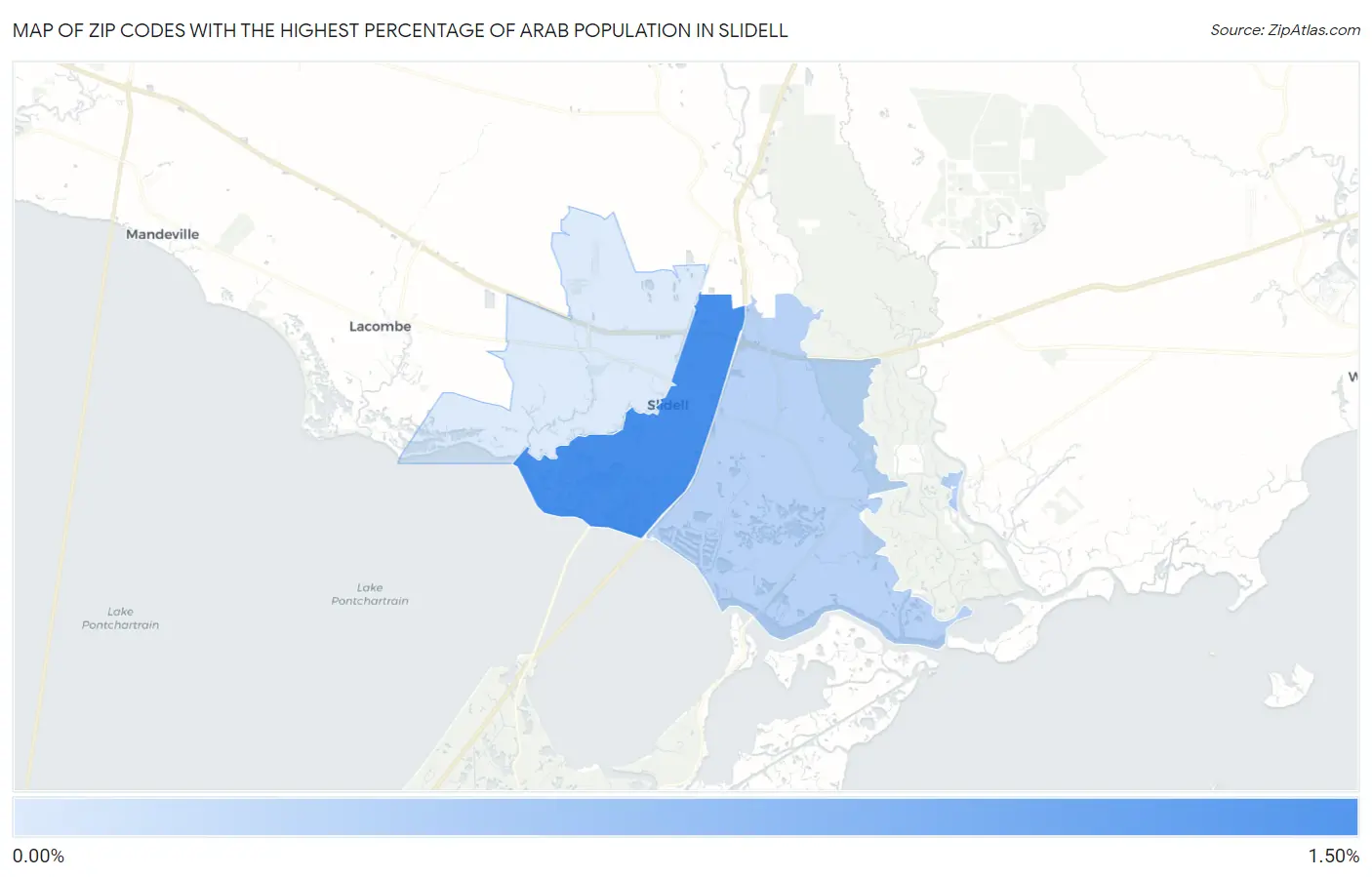 Zip Codes with the Highest Percentage of Arab Population in Slidell Map