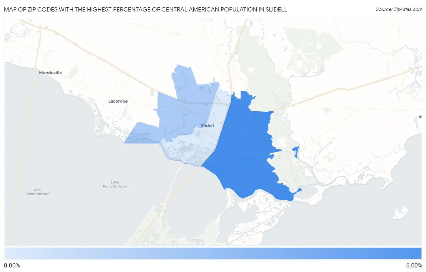 Zip Codes with the Highest Percentage of Central American Population in Slidell Map