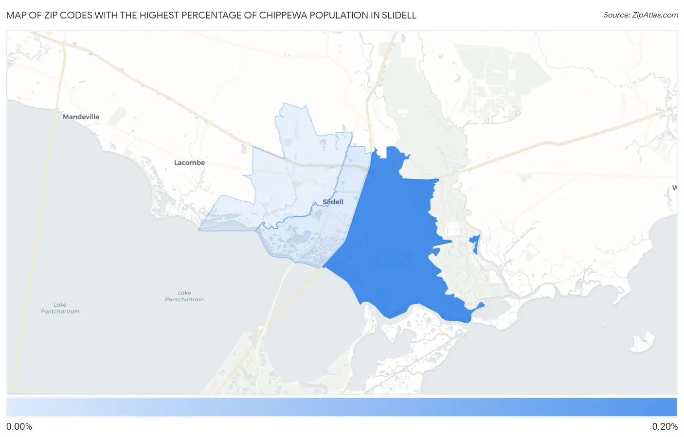 Zip Codes with the Highest Percentage of Chippewa Population in Slidell Map