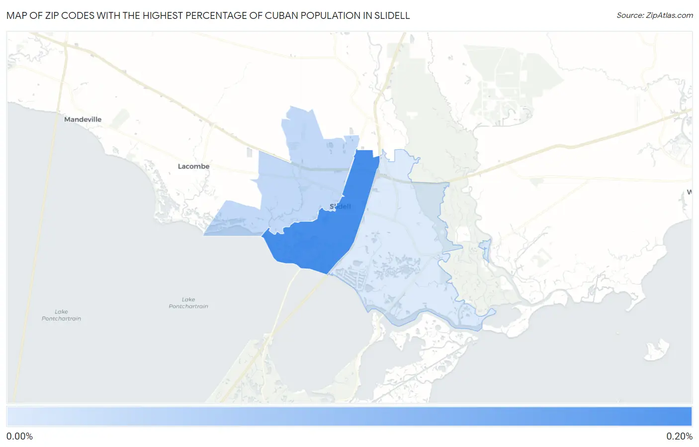 Zip Codes with the Highest Percentage of Cuban Population in Slidell Map