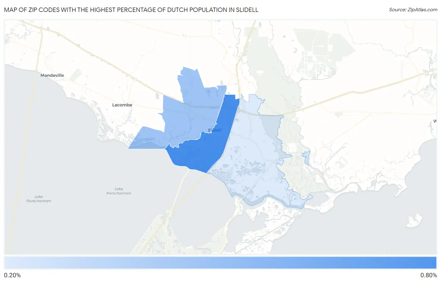 Zip Codes with the Highest Percentage of Dutch Population in Slidell Map