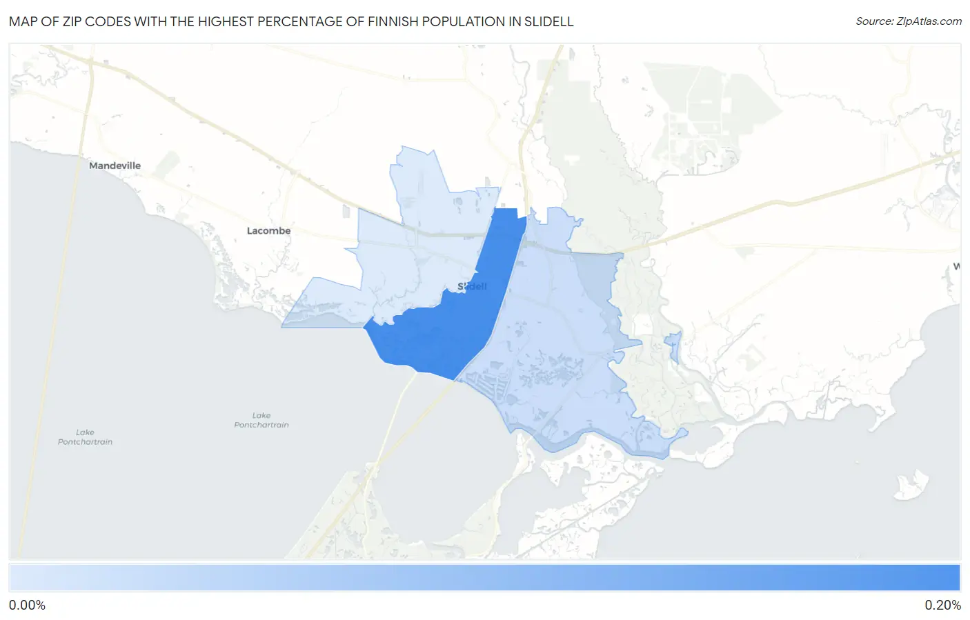 Zip Codes with the Highest Percentage of Finnish Population in Slidell Map