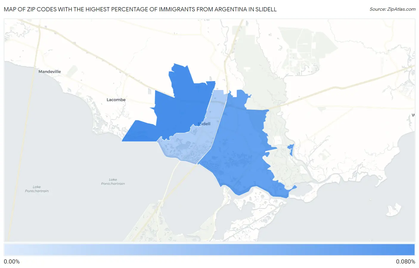 Zip Codes with the Highest Percentage of Immigrants from Argentina in Slidell Map