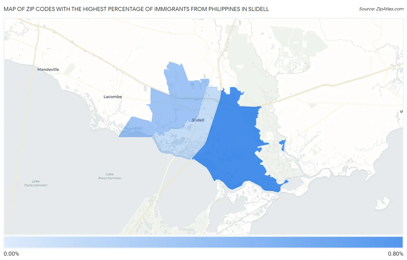 Zip Codes with the Highest Percentage of Immigrants from Philippines in Slidell Map