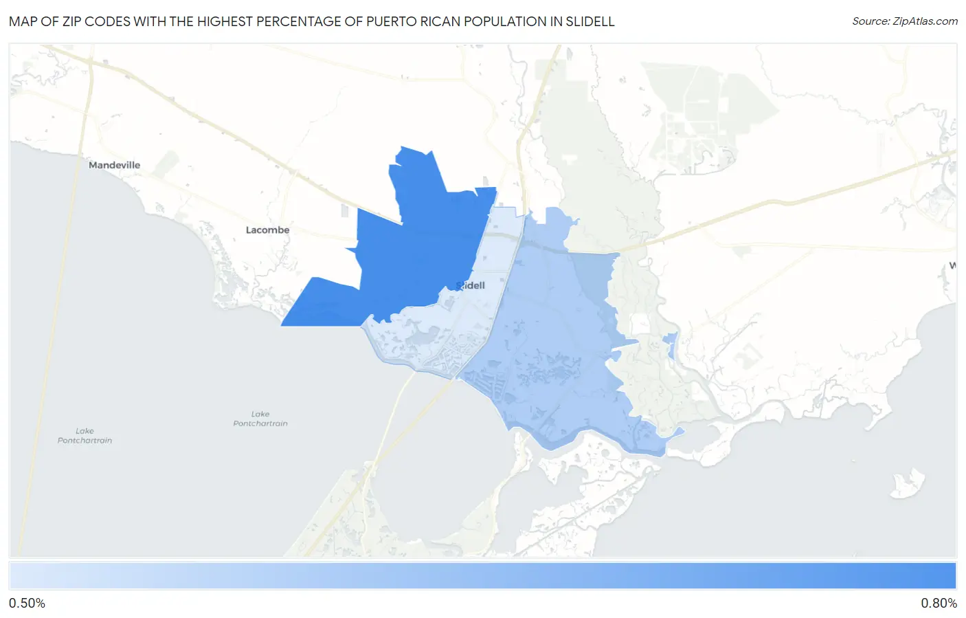 Zip Codes with the Highest Percentage of Puerto Rican Population in Slidell Map