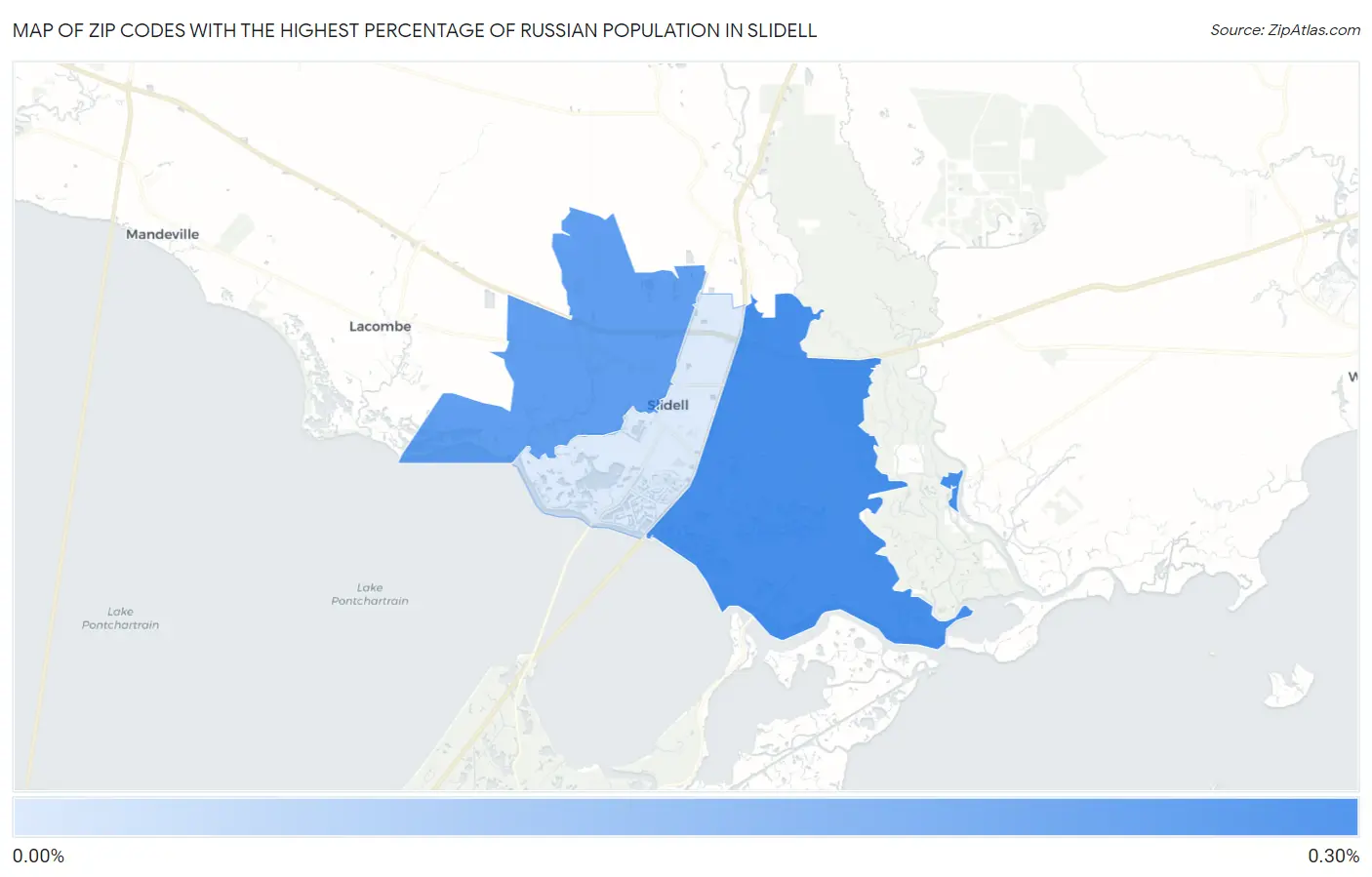 Zip Codes with the Highest Percentage of Russian Population in Slidell Map