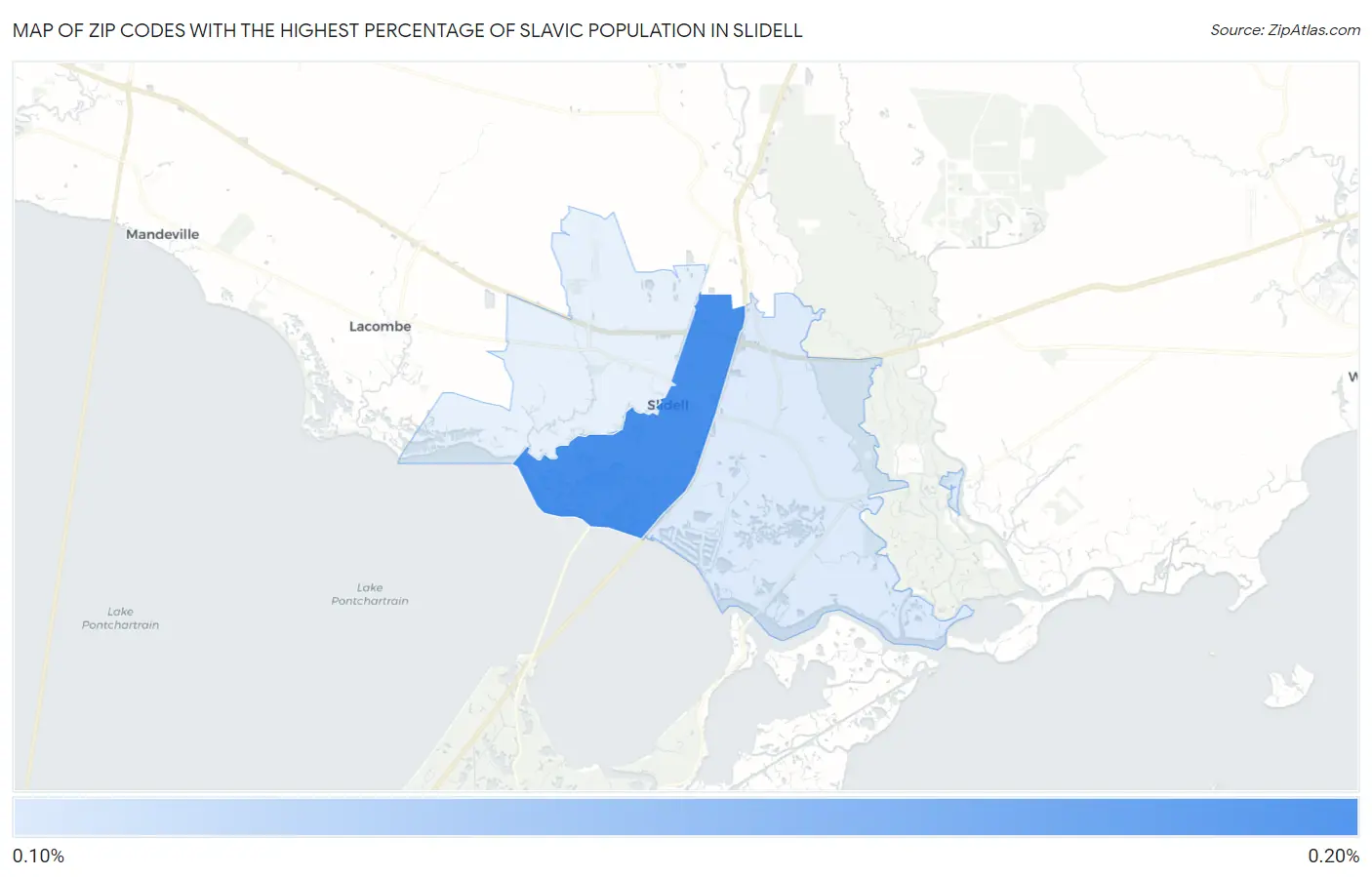 Zip Codes with the Highest Percentage of Slavic Population in Slidell Map
