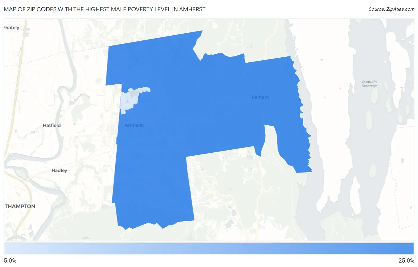 Zip Codes with the Highest Male Poverty Level in Amherst Map