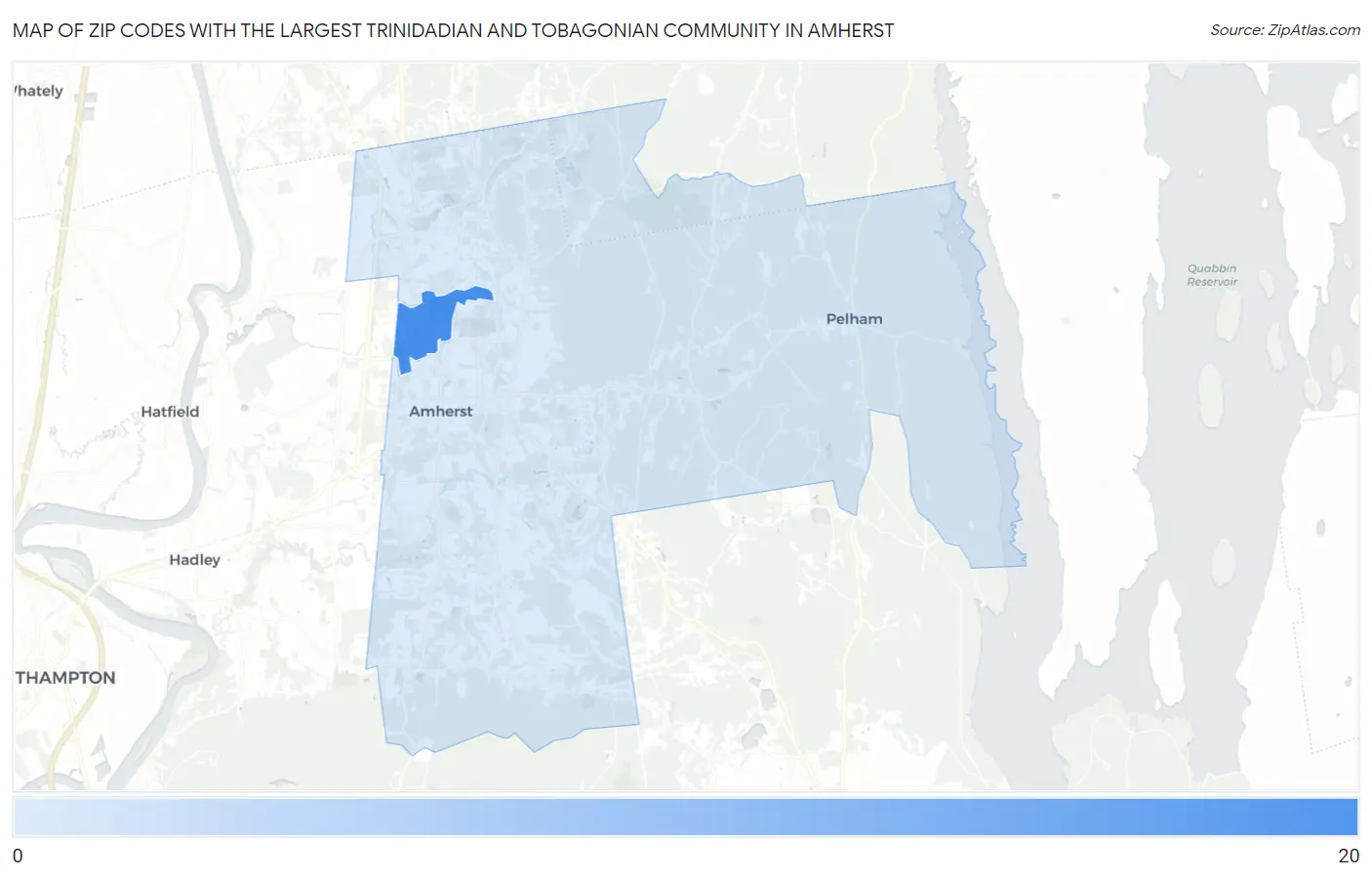 Zip Codes with the Largest Trinidadian and Tobagonian Community in Amherst Map