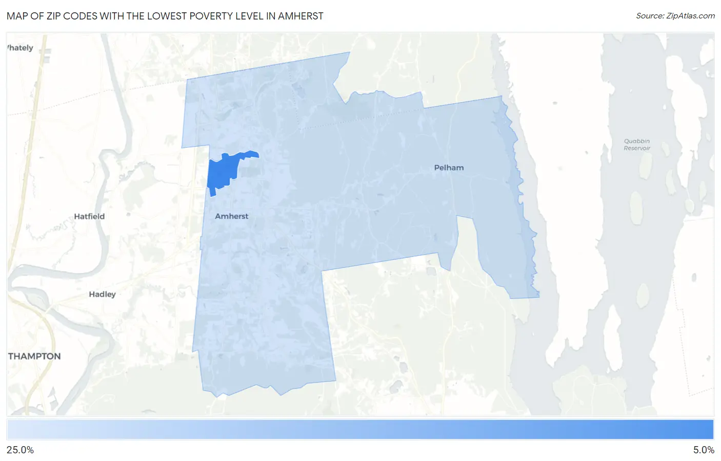 Zip Codes with the Lowest Poverty Level in Amherst Map