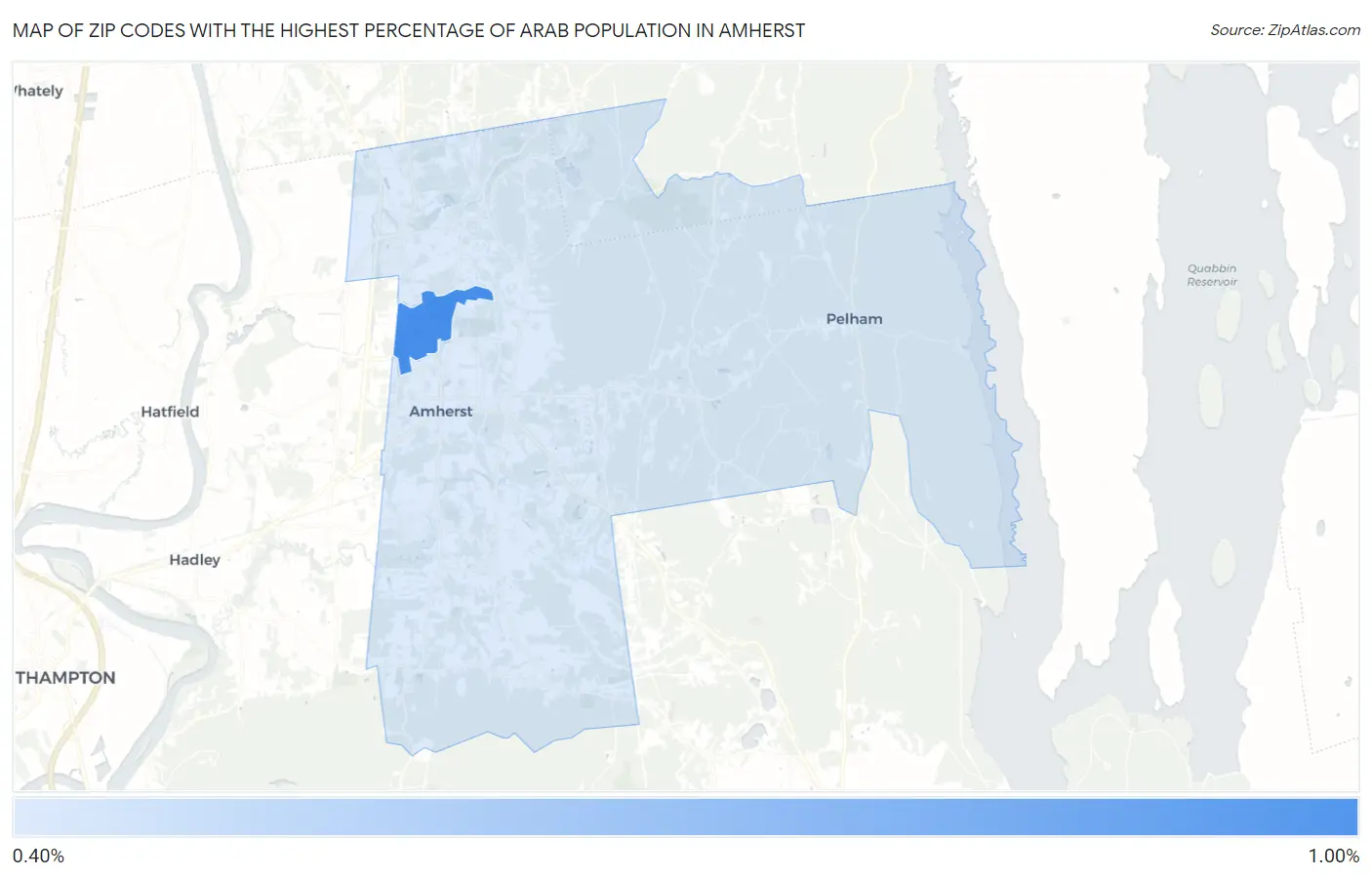 Zip Codes with the Highest Percentage of Arab Population in Amherst Map