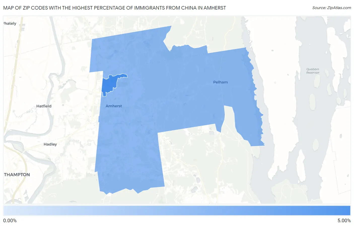 Zip Codes with the Highest Percentage of Immigrants from China in Amherst Map