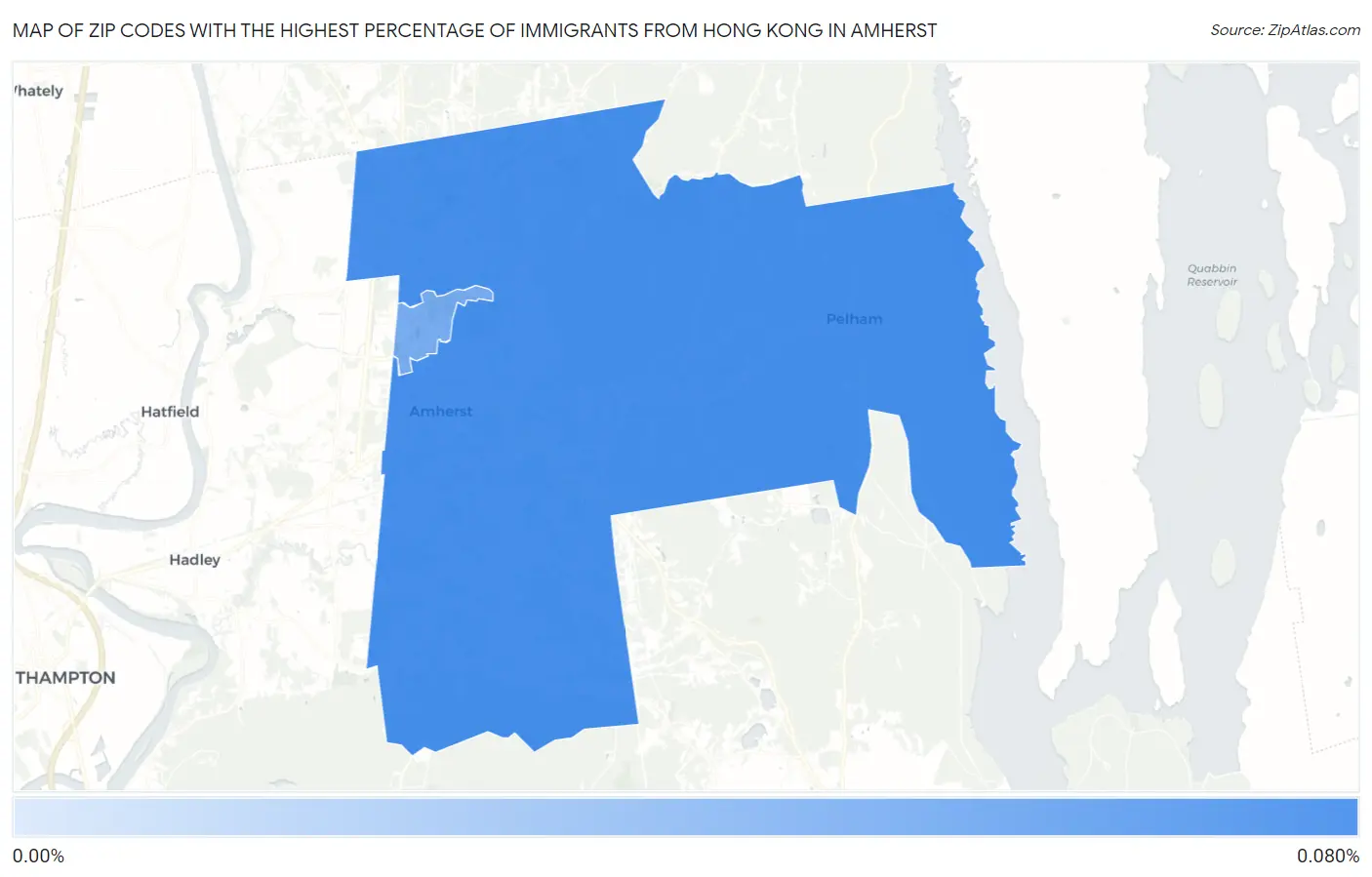Zip Codes with the Highest Percentage of Immigrants from Hong Kong in Amherst Map