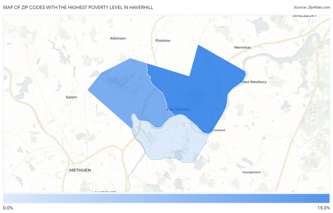 Zip Codes with the Highest Poverty Level in Haverhill Map