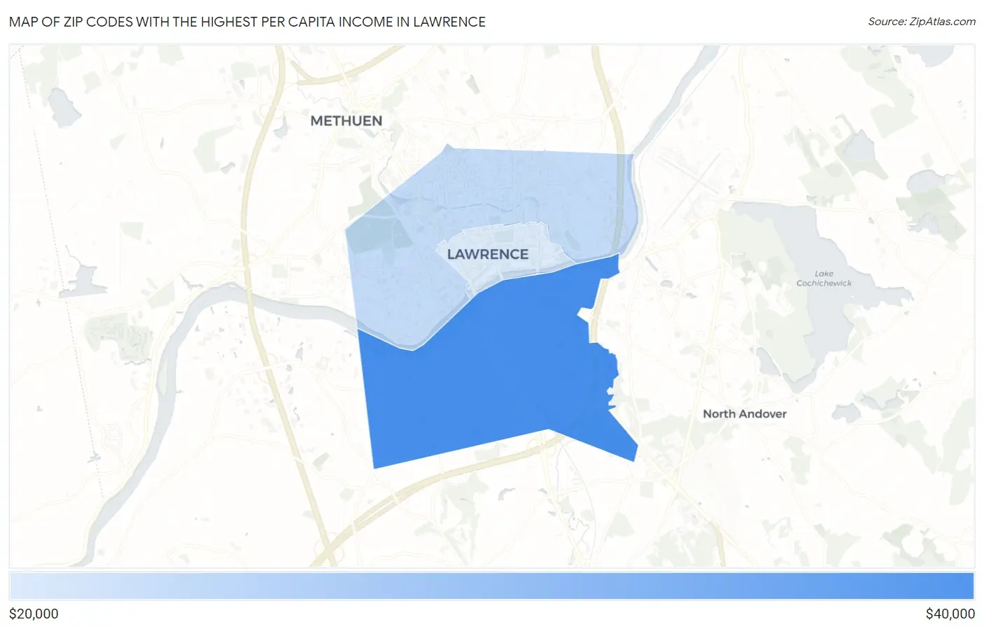 Zip Codes with the Highest Per Capita Income in Lawrence Map