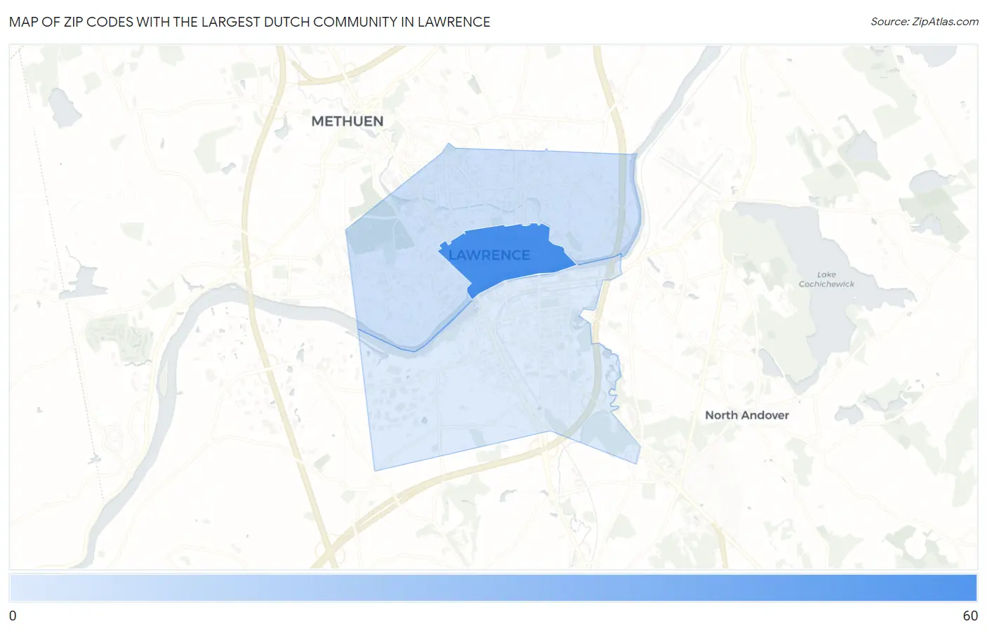 Zip Codes with the Largest Dutch Community in Lawrence Map