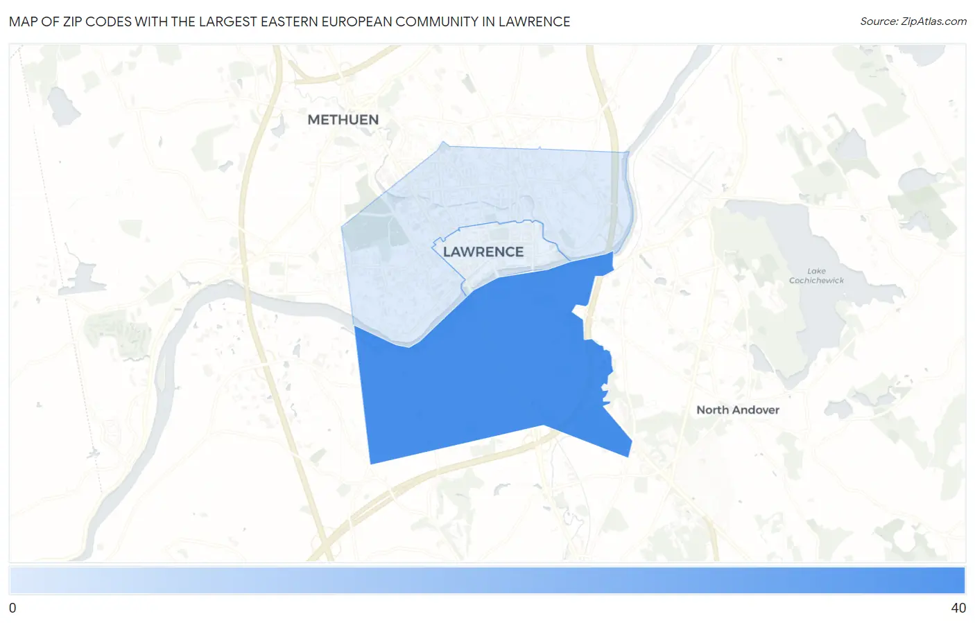 Zip Codes with the Largest Eastern European Community in Lawrence Map