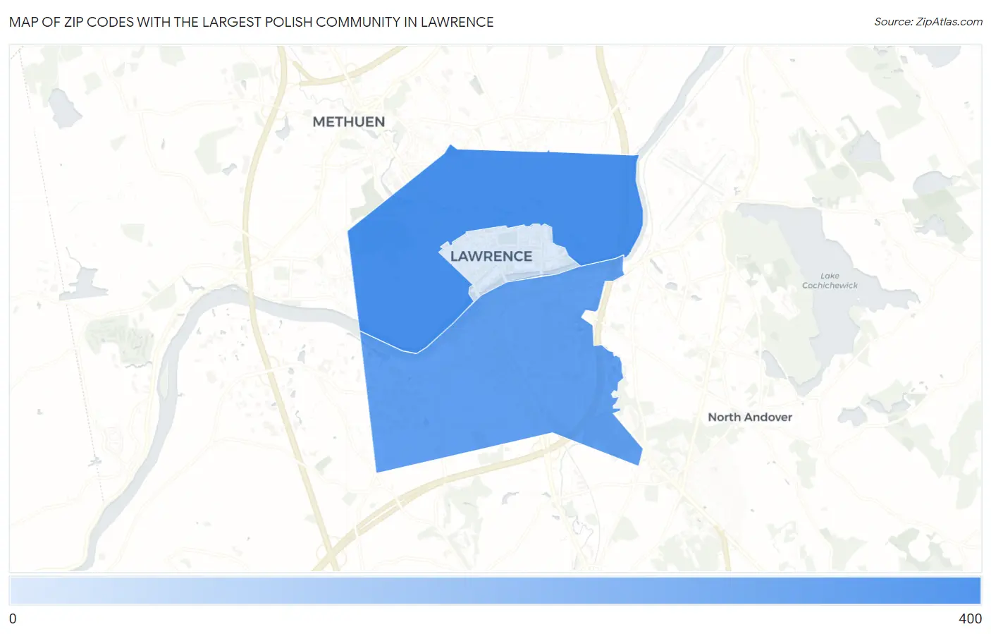 Zip Codes with the Largest Polish Community in Lawrence Map