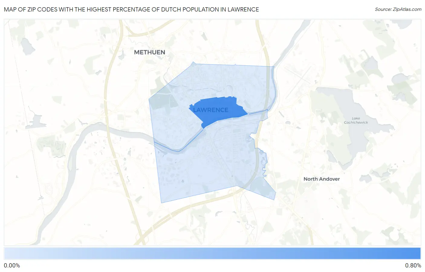 Zip Codes with the Highest Percentage of Dutch Population in Lawrence Map