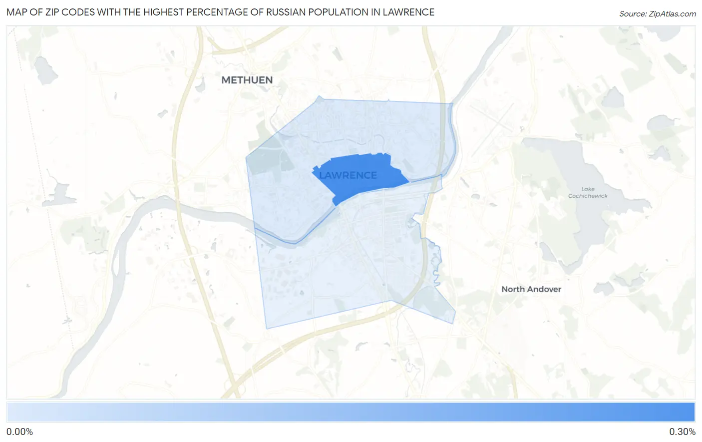 Zip Codes with the Highest Percentage of Russian Population in Lawrence Map