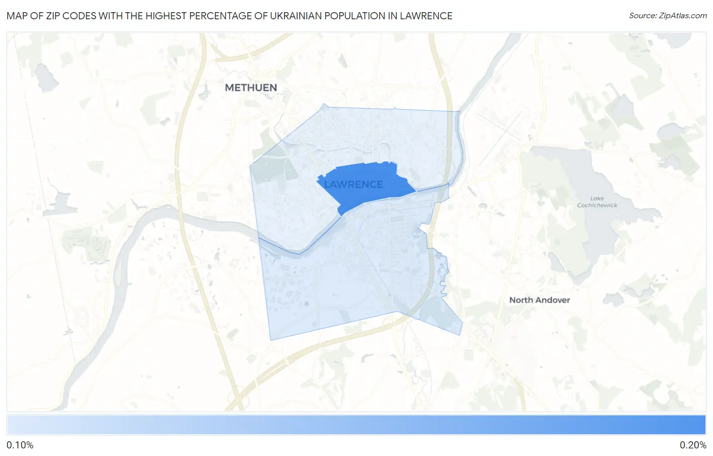 Zip Codes with the Highest Percentage of Ukrainian Population in Lawrence Map