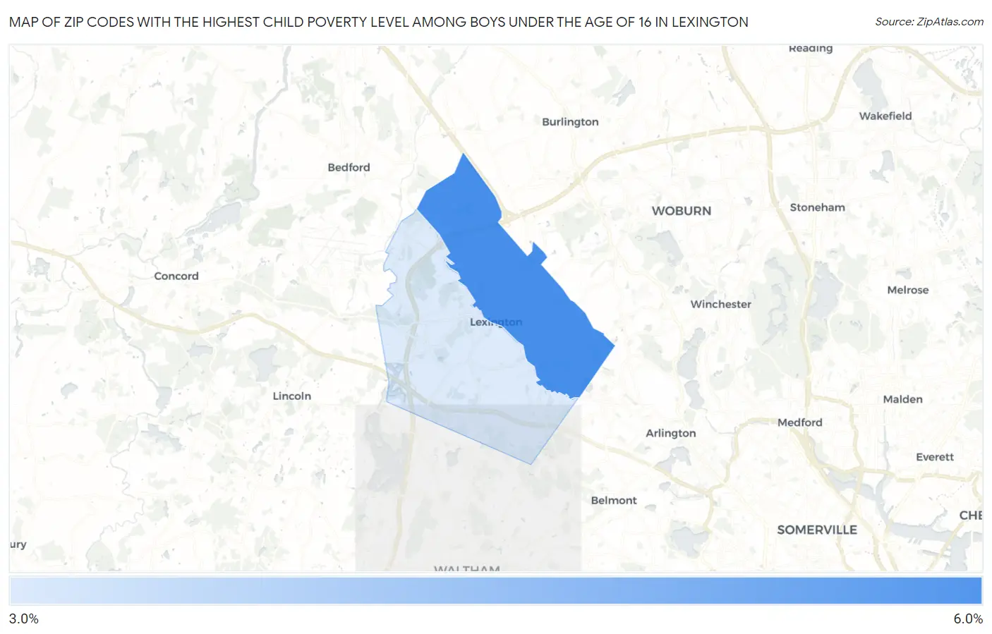 Zip Codes with the Highest Child Poverty Level Among Boys Under the Age of 16 in Lexington Map