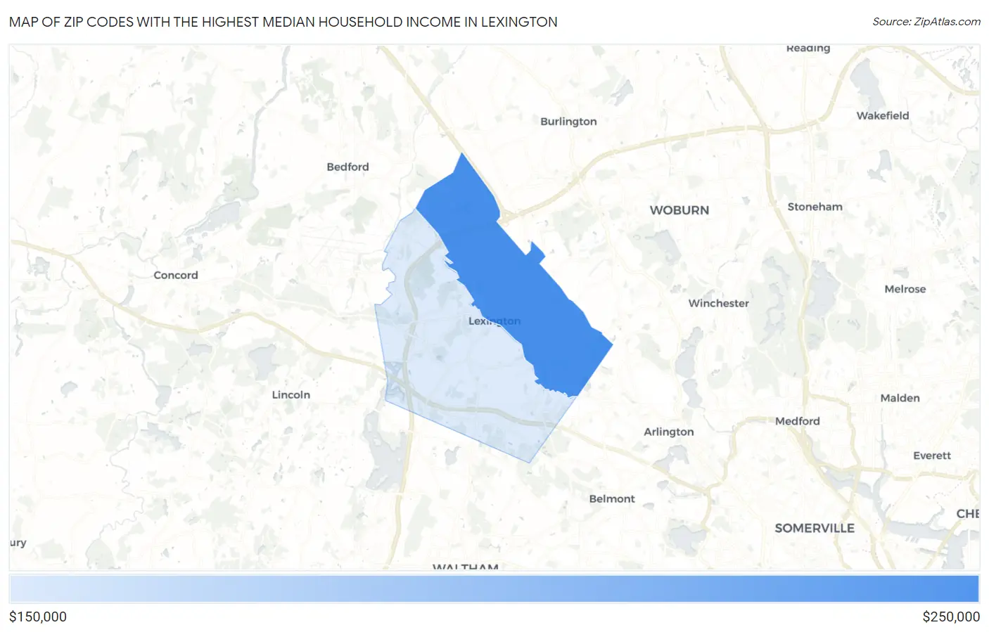 Zip Codes with the Highest Median Household Income in Lexington Map