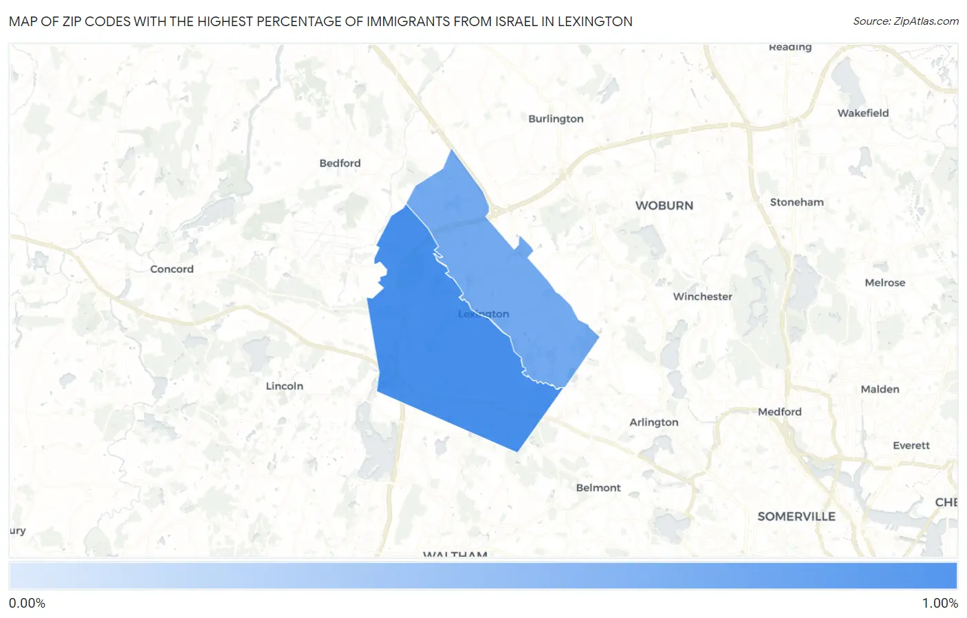 Zip Codes with the Highest Percentage of Immigrants from Israel in Lexington Map