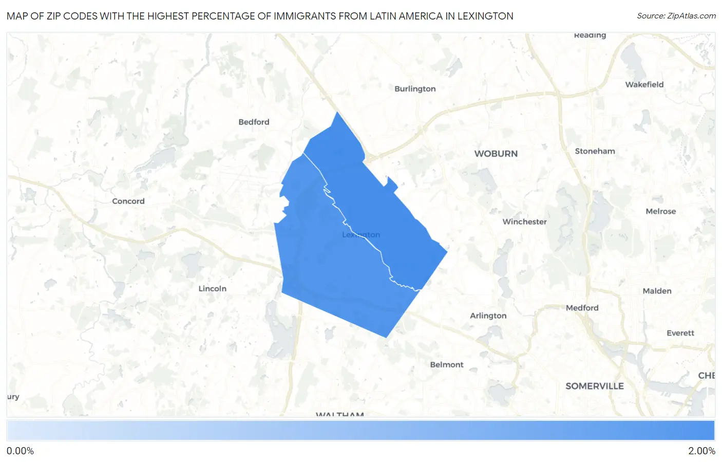 Zip Codes with the Highest Percentage of Immigrants from Latin America in Lexington Map