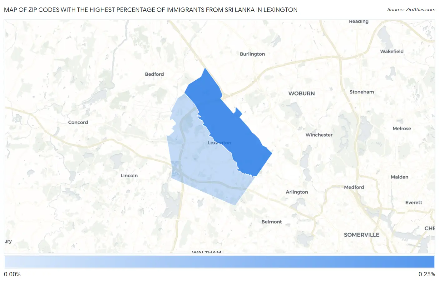 Zip Codes with the Highest Percentage of Immigrants from Sri Lanka in Lexington Map