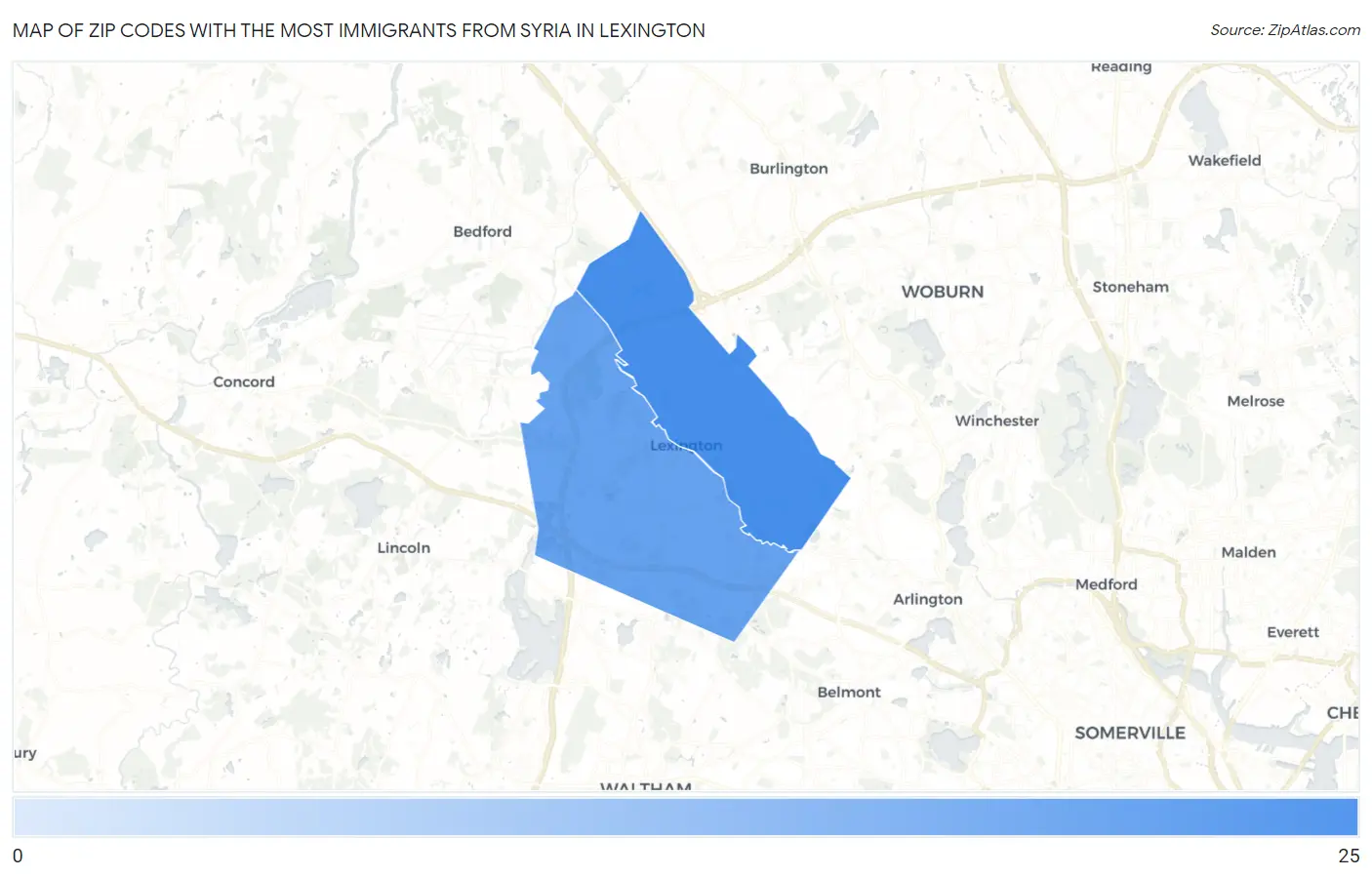 Zip Codes with the Most Immigrants from Syria in Lexington Map