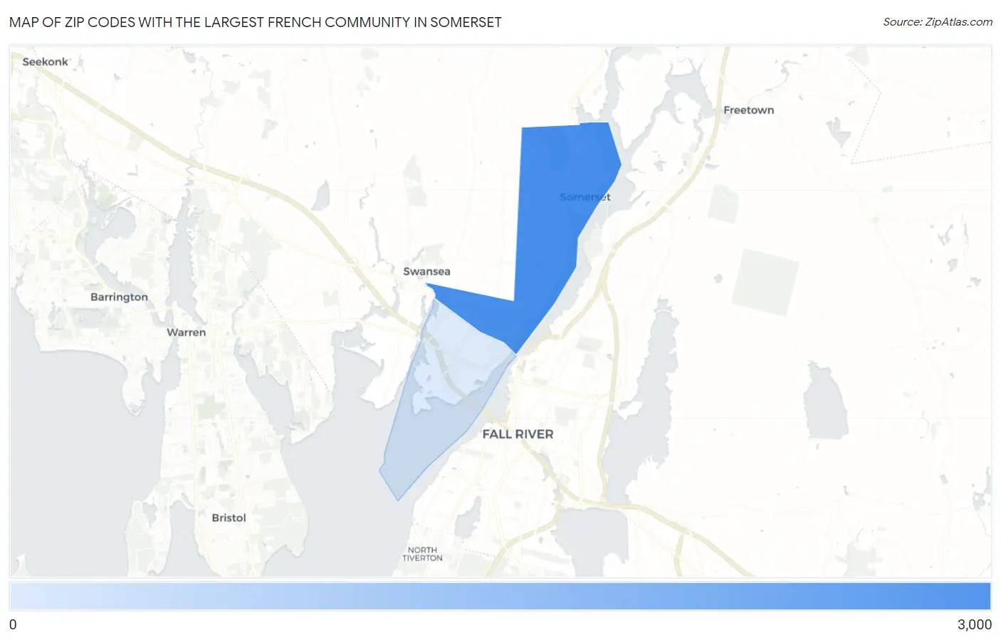 Zip Codes with the Largest French Community in Somerset Map
