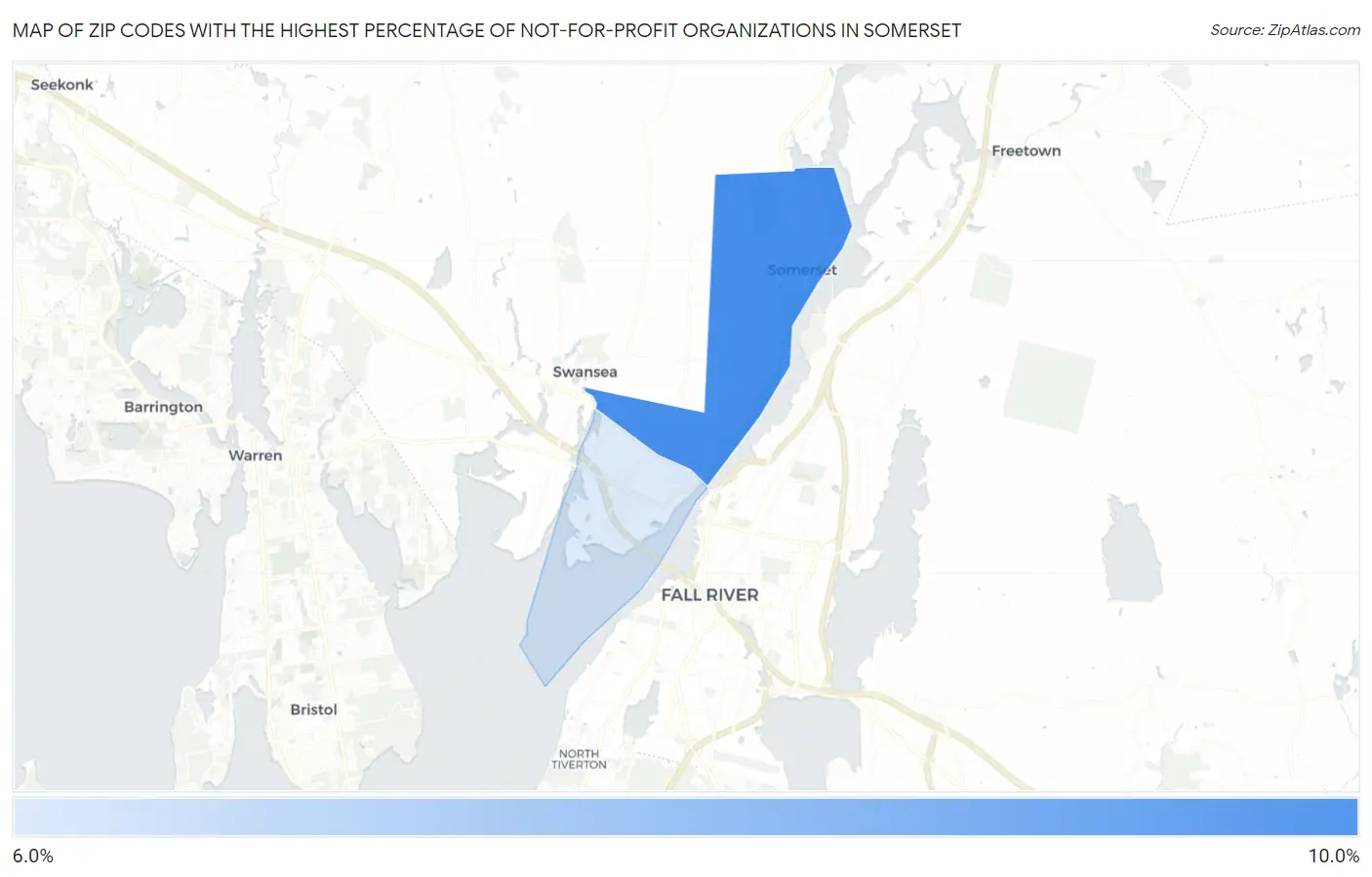 Zip Codes with the Highest Percentage of Not-for-profit Organizations in Somerset Map