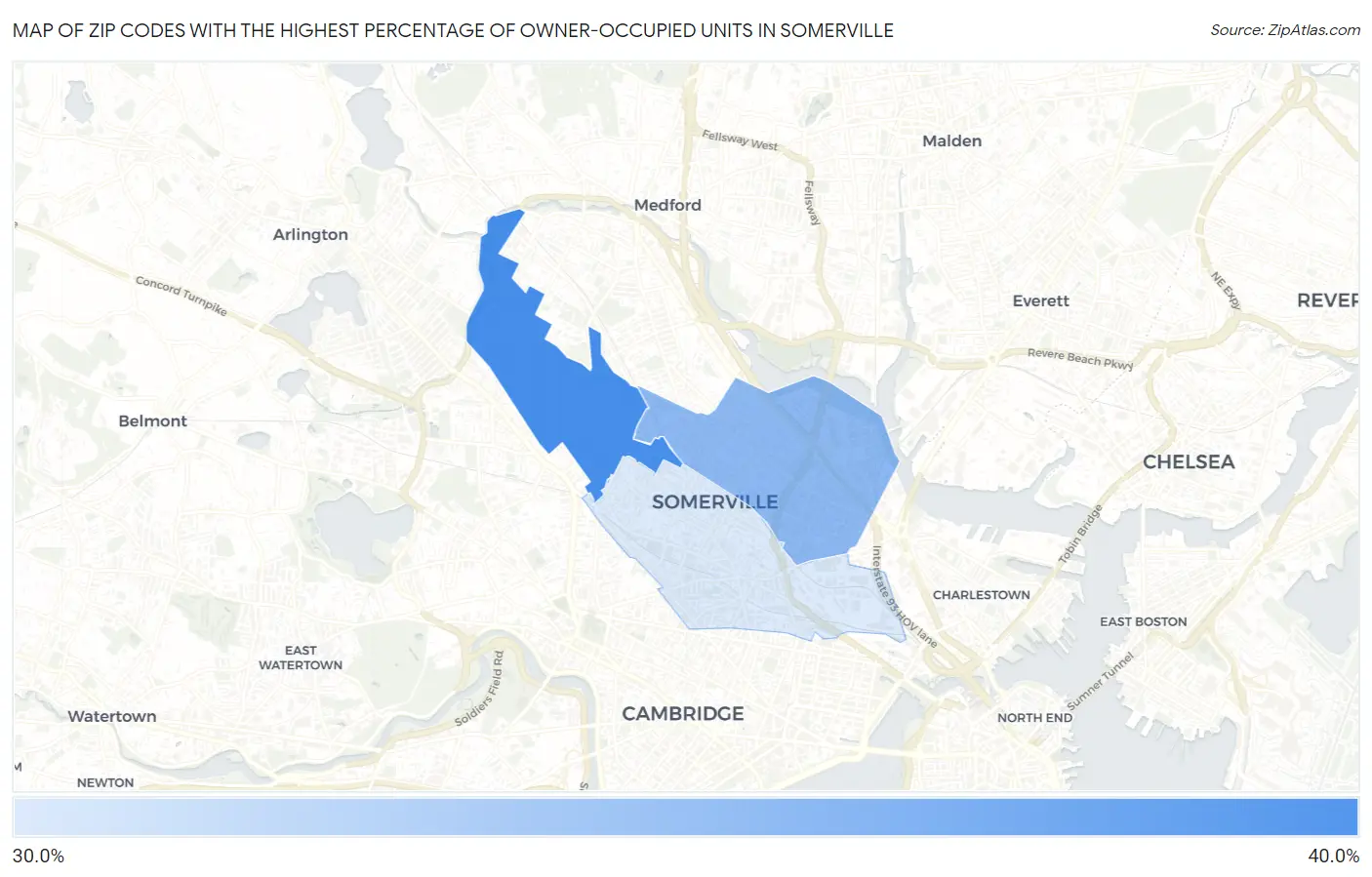 Zip Codes with the Highest Percentage of Owner-Occupied Units in Somerville Map