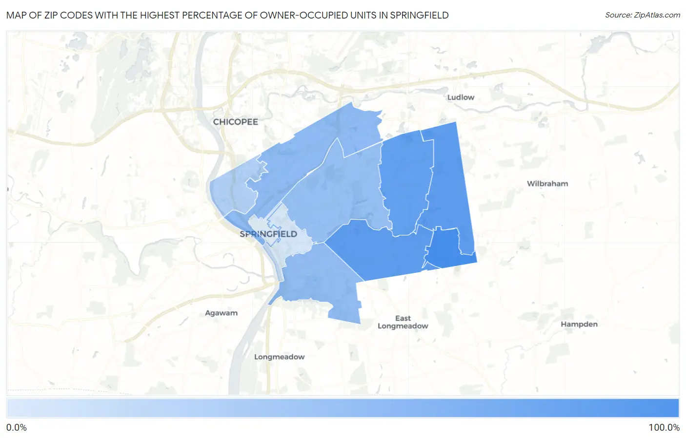 Zip Codes with the Highest Percentage of Owner-Occupied Units in Springfield Map